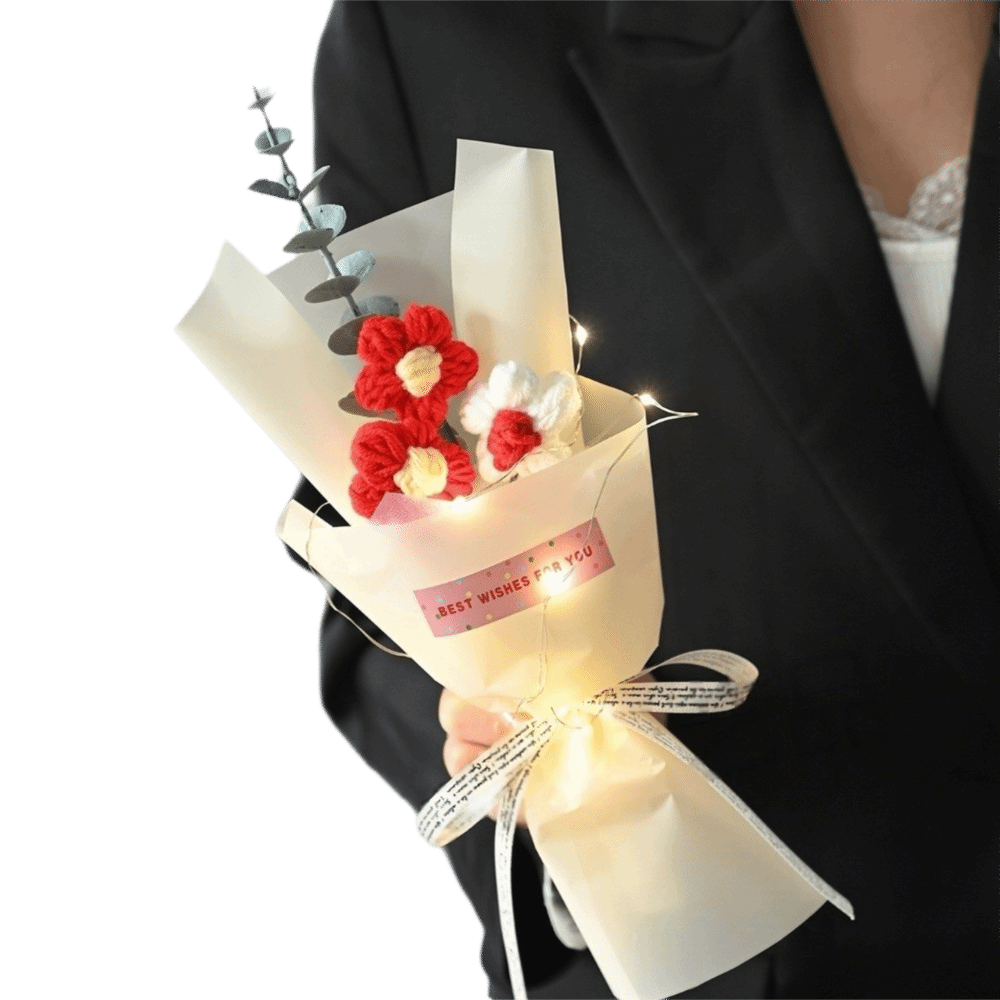 Photography Artificial Lighting - Knitted Crochet Flowers Bouquet LED Lights