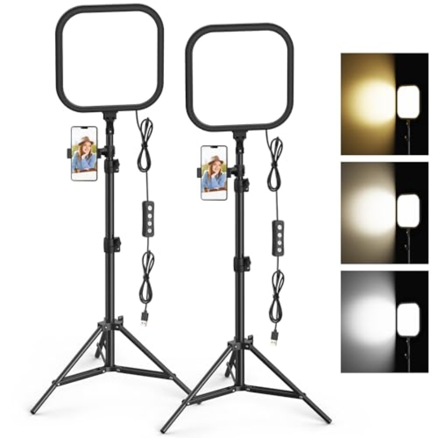 Photography Lighting Kits - 2Pack LED Video Light Kit, 15W