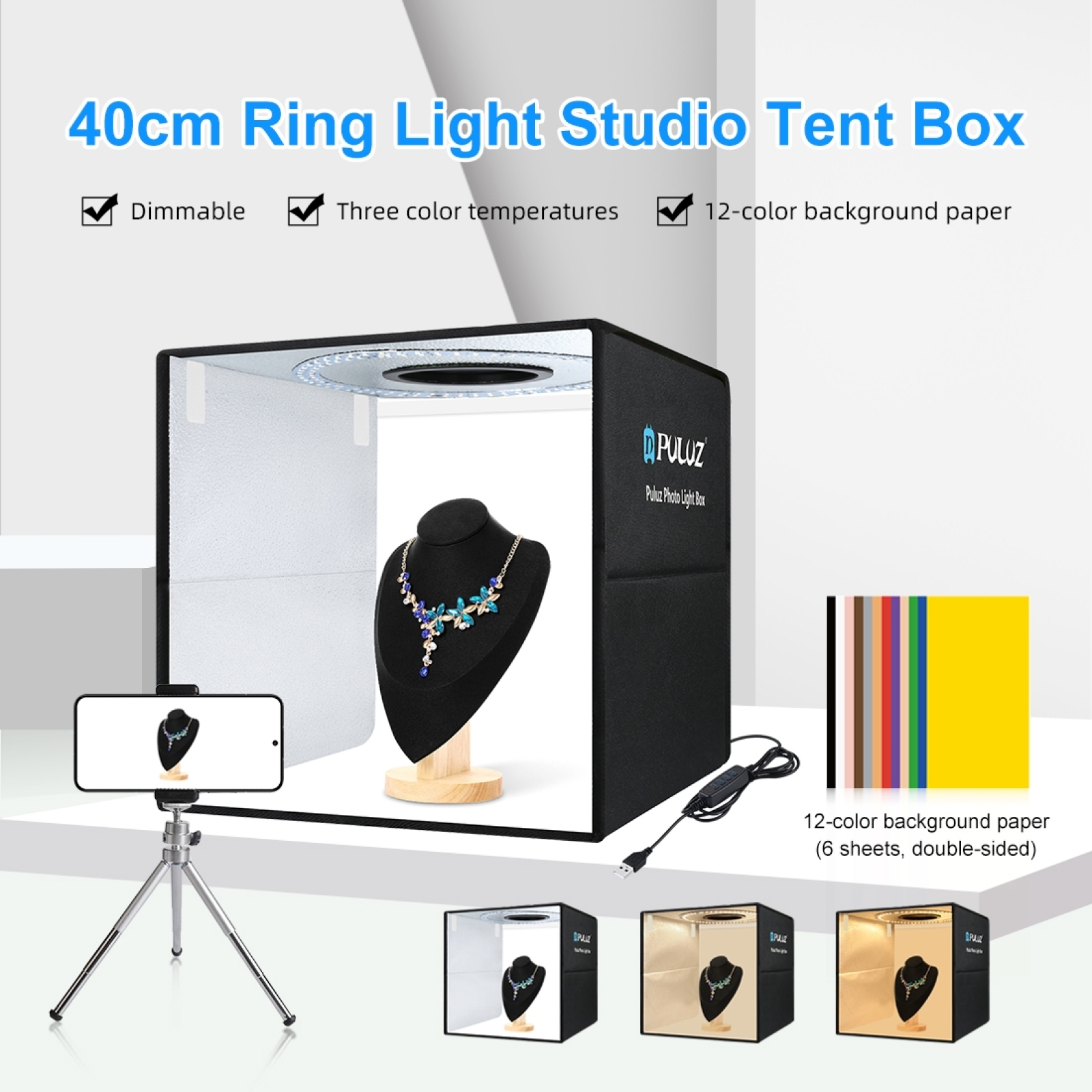 PULUZ 40cm Folding Portable Ri – Photography Lighting For Products recenzja i cena