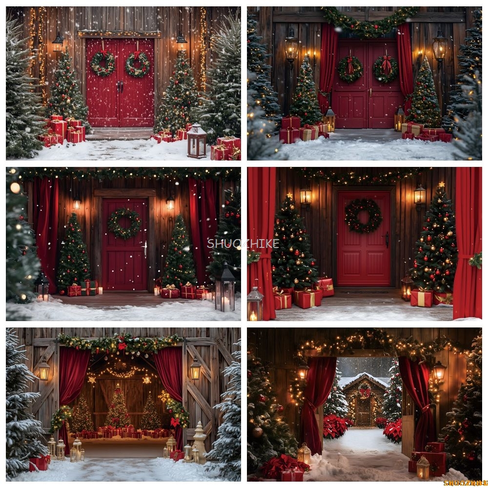 Christmas Red Barn Door Backdr – Photography Lighting Indoor recenzja i cena
