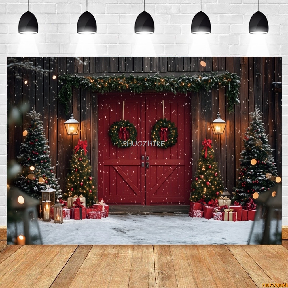 Christmas Red Barn Door Backdr – Photography Lighting Indoor recenzja i cena