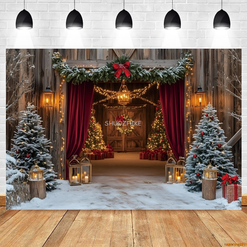 Christmas Red Barn Door Backdr – Photography Lighting Indoor recenzja i cena
